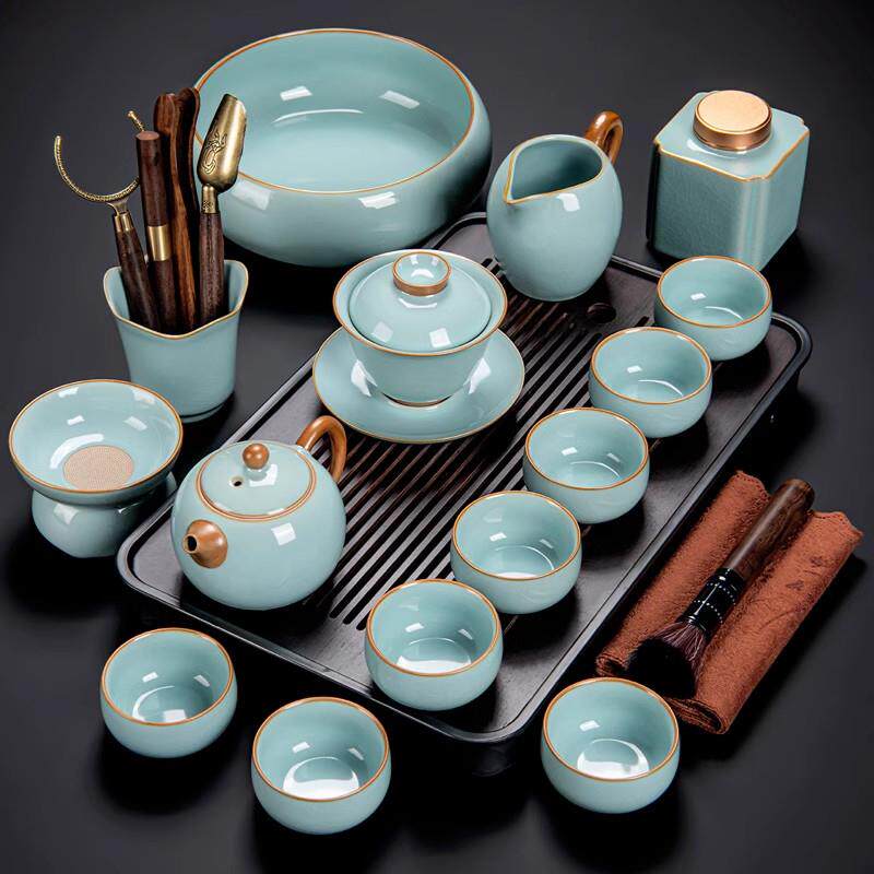 汝窑茶具套组家用2026新款轻奢高档新中式陶瓷功夫茶杯茶壶六君子