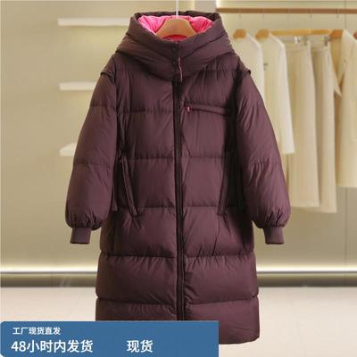 90鹅绒服【莫】高充绒量200g中长款羽绒服女2024新款冬品牌折扣