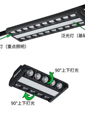 超市长条灯商场轨道灯双偏可调角度格栅射灯双排条形灯LED货架灯