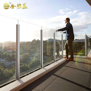 楼梯扶手护栏 玻璃扶手栏杆不锈钢阳台护栏室外现代简约u型槽栏杆