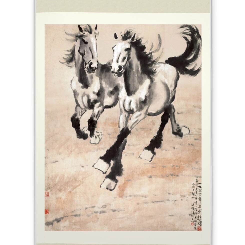 徐悲鸿马装饰画奔马图国画水墨画办公室画玄关画动物画壁画山水画