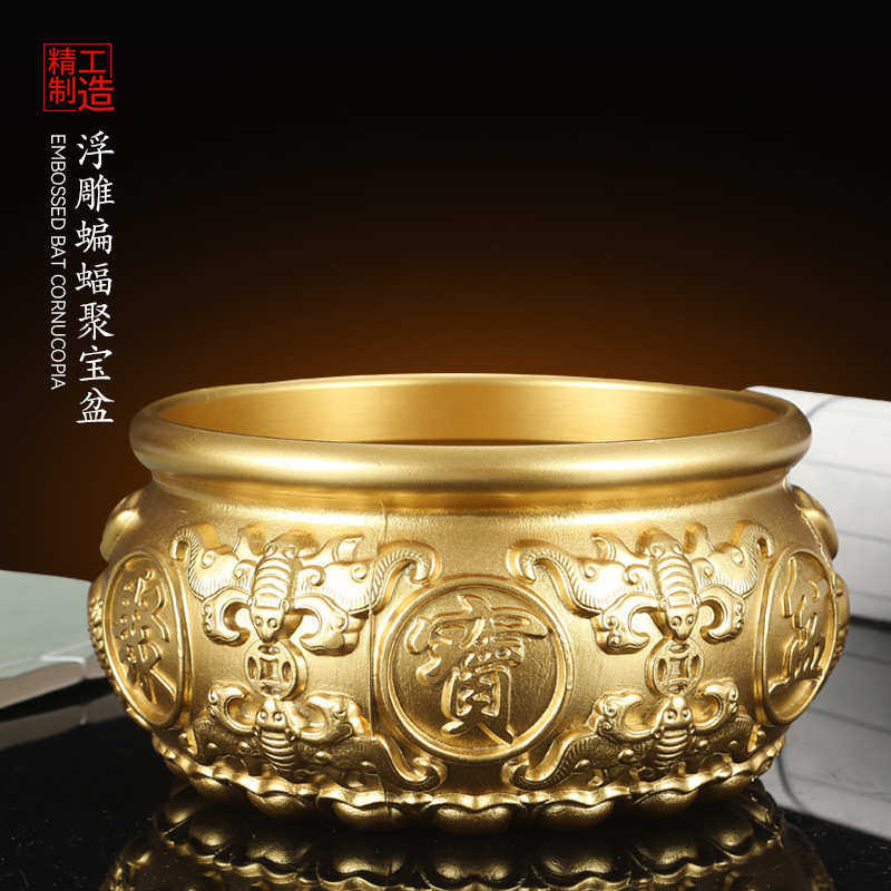 黄铜聚宝盆摆件家居装饰品中式玄关电视柜客厅办公室桌面摆设大号,家居饰品,装饰摆件,淘宝优惠券,粉丝福利购,淘宝优惠卷