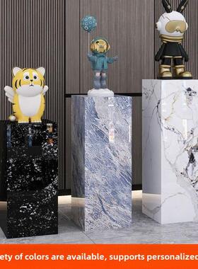 酒店大堂会所售楼处展览厅大理石底座摆件客厅入口板岩码头地板站