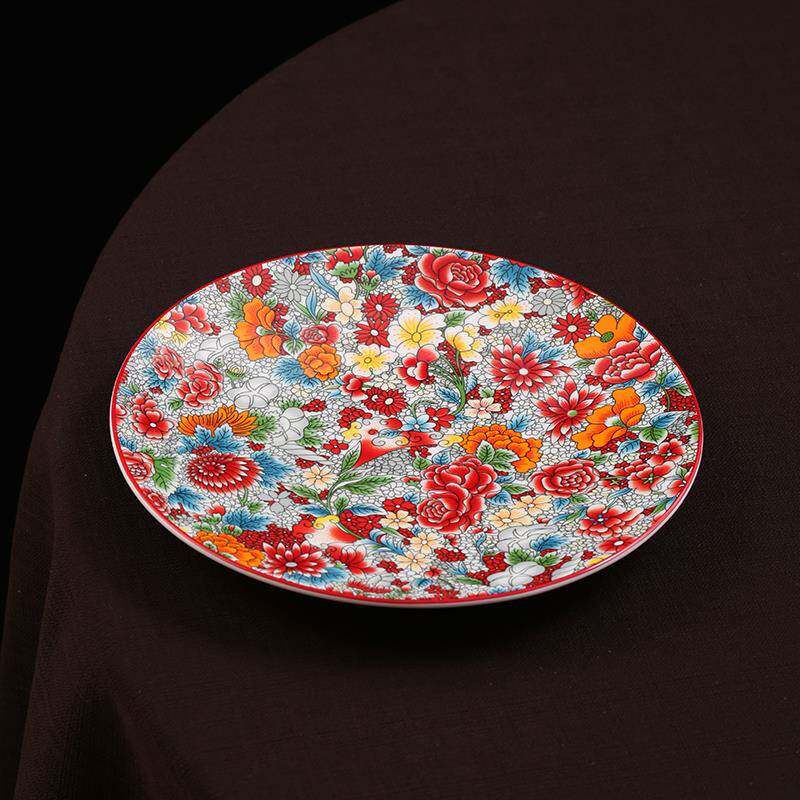 新中式陶瓷骨碟特色创意圆形浅盘平盘复古位上水果点心盘商用餐具