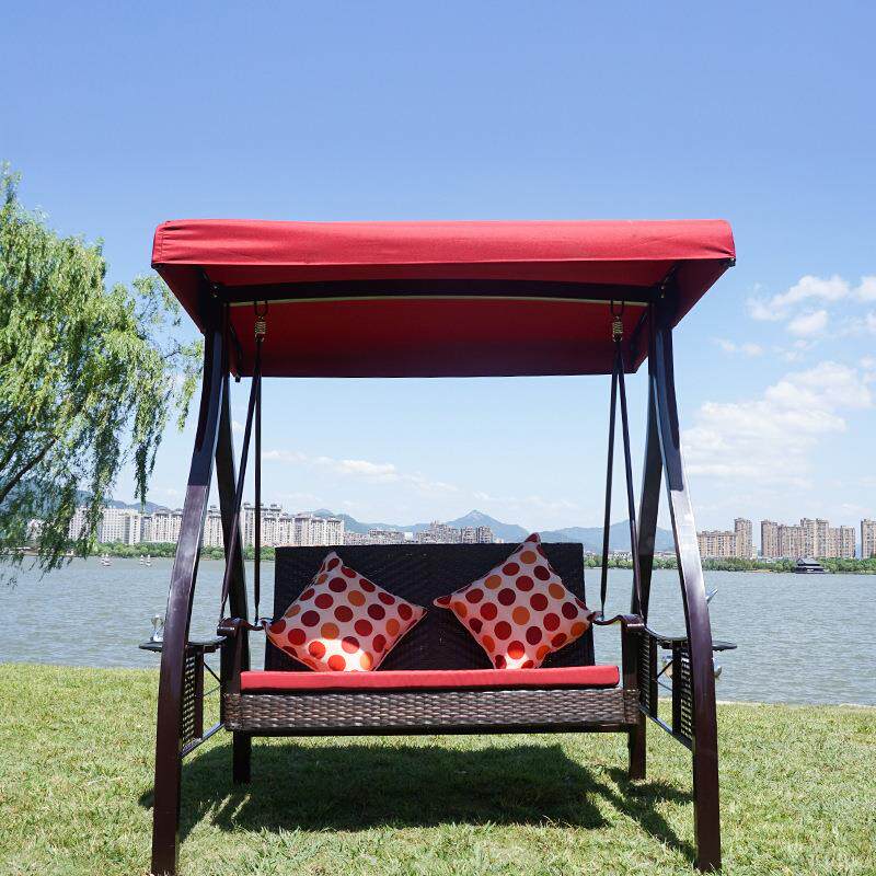 户外吊椅编藤秋千民宿庭院花园防水防晒摇椅阳台休闲双人三人吊篮