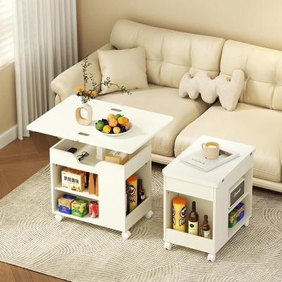 可移动升降茶几客厅家用小户型多功能沙发桌子简约奶油风折叠边柜