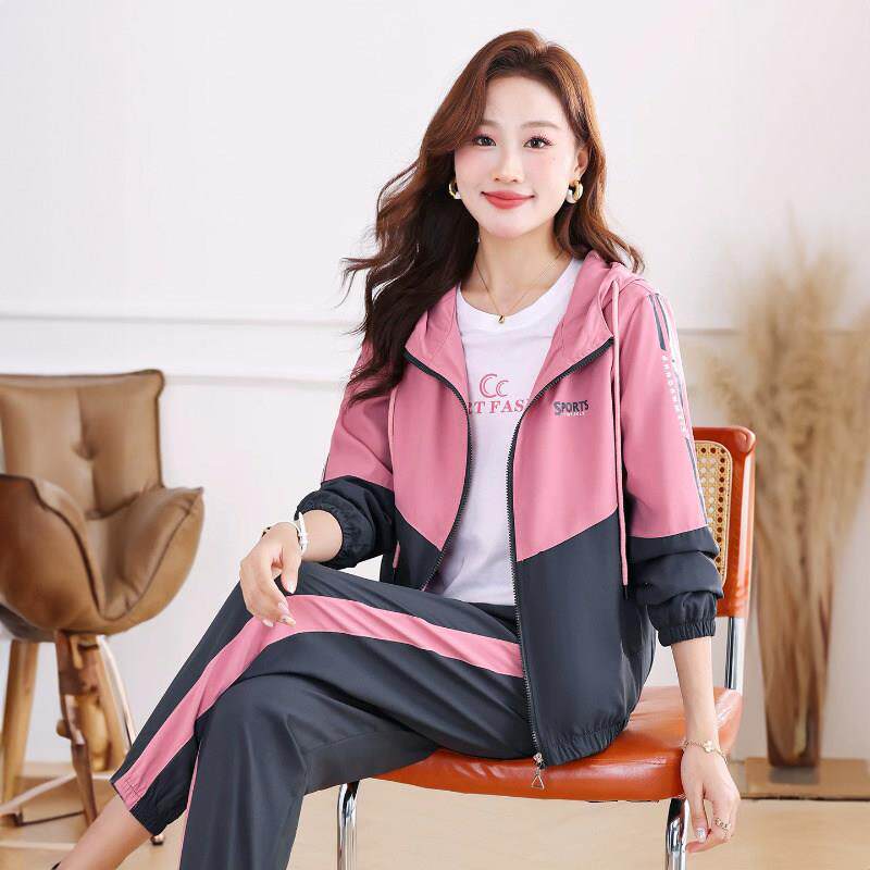 运动服套装女春季2026新款时尚洋气显瘦小个子休闲跑步服两件套