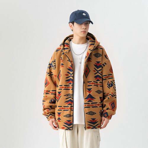 Jacket Cardigan Retro Trendy Casual Loose Winter National