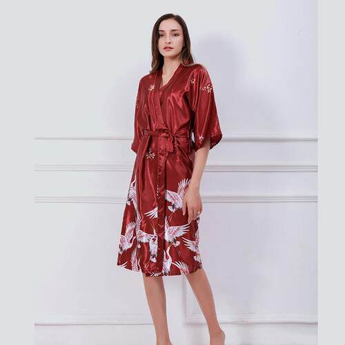 Morning gown imitation silk women's nightgown home ice