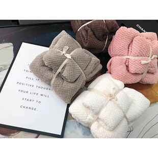 高密珊瑚绒毛巾浴巾套装出口吸水毛巾擦头发速干运动情侣干发巾