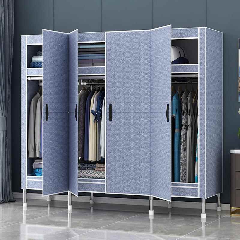 钢架简易衣柜家用卧室磁吸门衣柜宿舍出租房多层落地衣橱收纳柜子