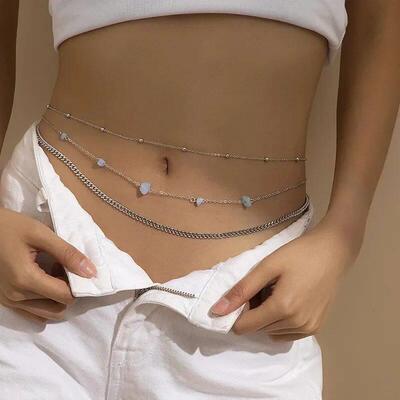 Fashion Simple Double Layer Bead Chain Ladies Waist Belly Ch