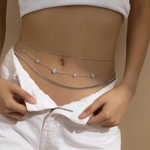 Fashion Simple Double Layer Bead Chain Ladies Waist Belly Ch
