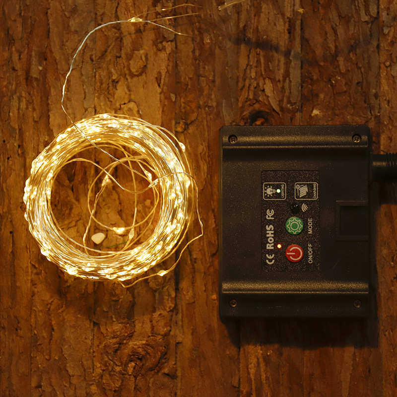 24V遥控太阳能100米led铜线灯串户外防水露营节日花园庭院装饰灯