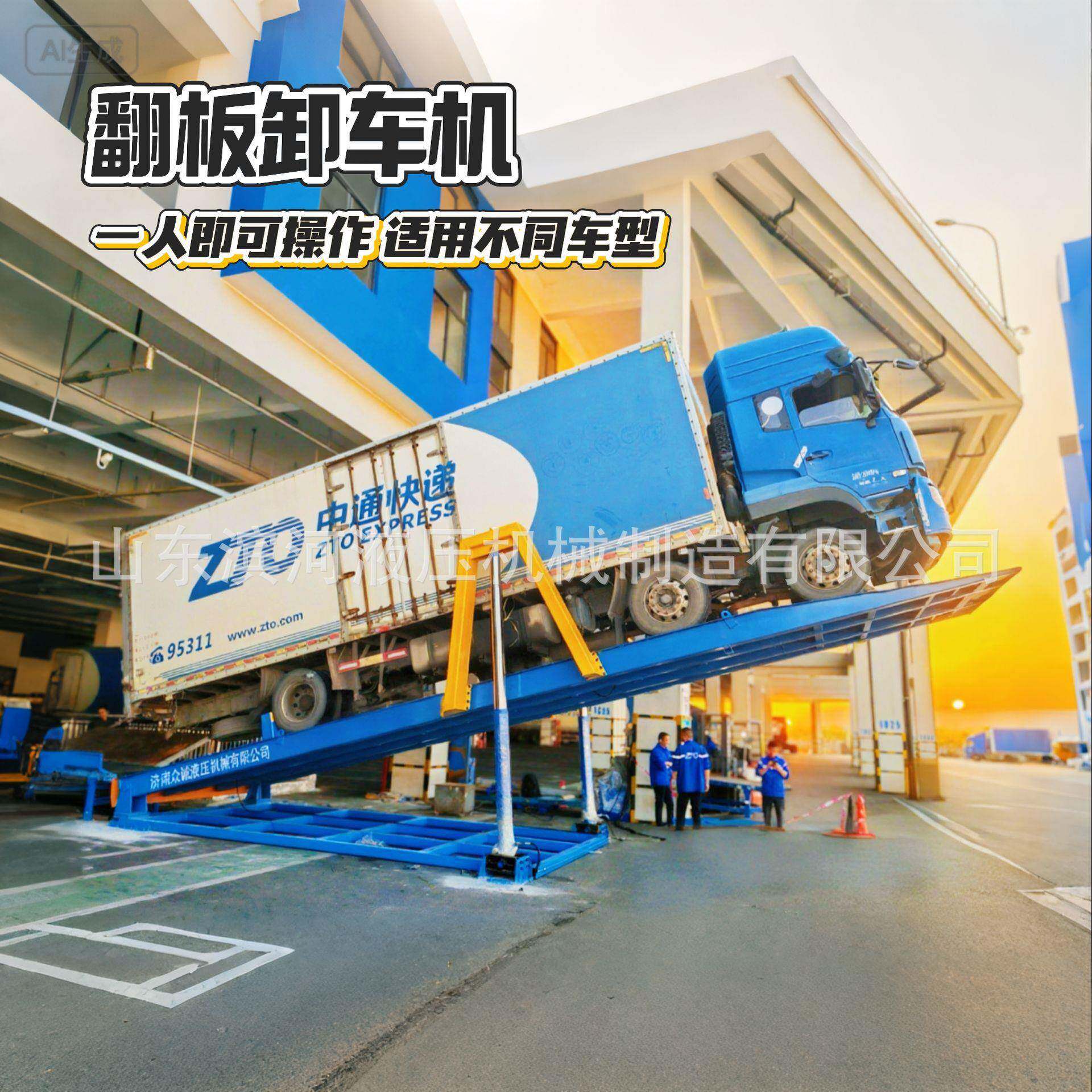 液压翻板卸车机厂家直销4米2/9米6快递货车卸货平台快递卸车机