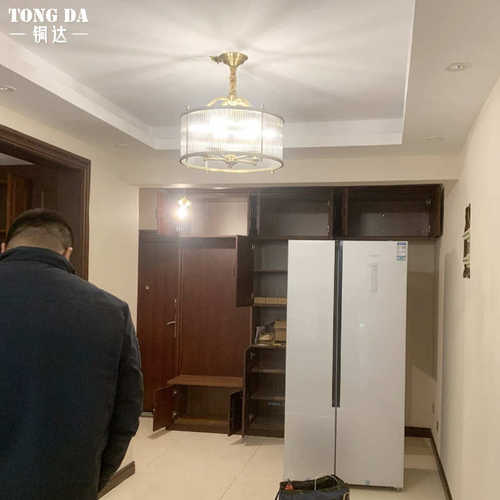 美式餐厅全铜吊灯轻奢书房卧室饭厅灯别墅茶室吸顶灯客厅吧台灯具
