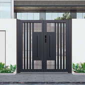 简约铝艺别墅庭院大门铝合金户外花园小门电动平移对开门院子门