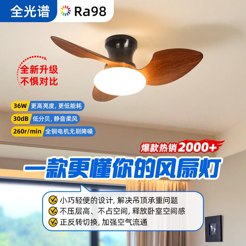 全光谱智能吸顶吊扇灯卧室家用变频饭厅吊扇灯中古简约书房灯casa