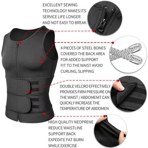 Men Waist Trainer Sauna Vest Fitness Corset Abdomen Slimming