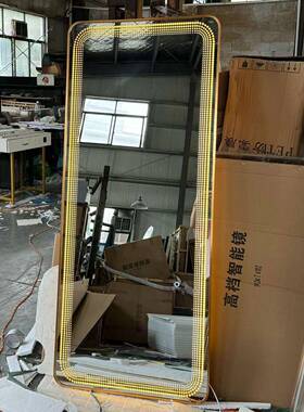 全身间镜穿衣镜服装照衣镜镜试镜店铺家用衣UZM发光可挂墙衣帽落