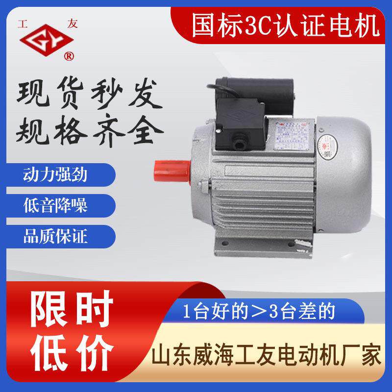 厂家直销威海工友电机1.1千瓦(1.5HP)高速木工机械刨床打米粉碎机