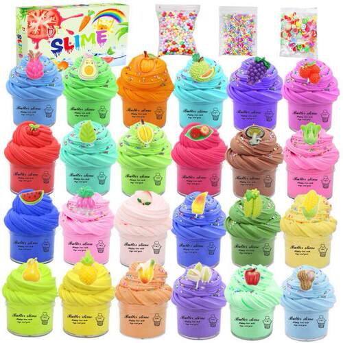2Pack 70-180ml Cloud Slime Kit Peach Slime Charm Scented DIY