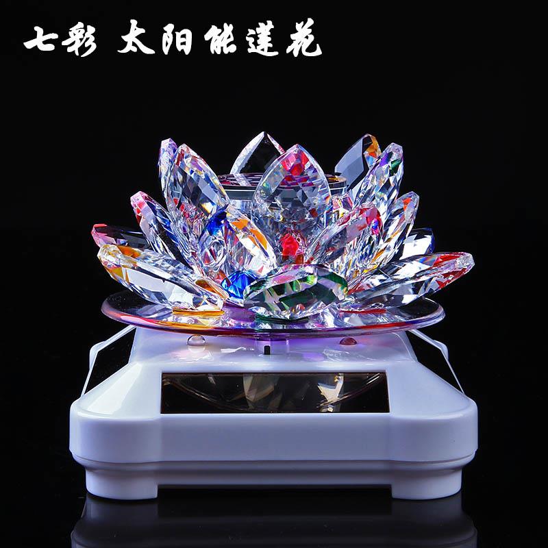 高档太阳能旋水转花晶莲汽车用品香水摆件车内饰品车装饰上女车载