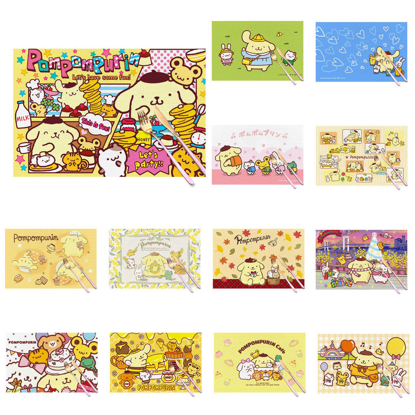 布甸狗purin隔热桌垫pompompurin布丁狗pvc水洗餐垫 儿童餐具垫