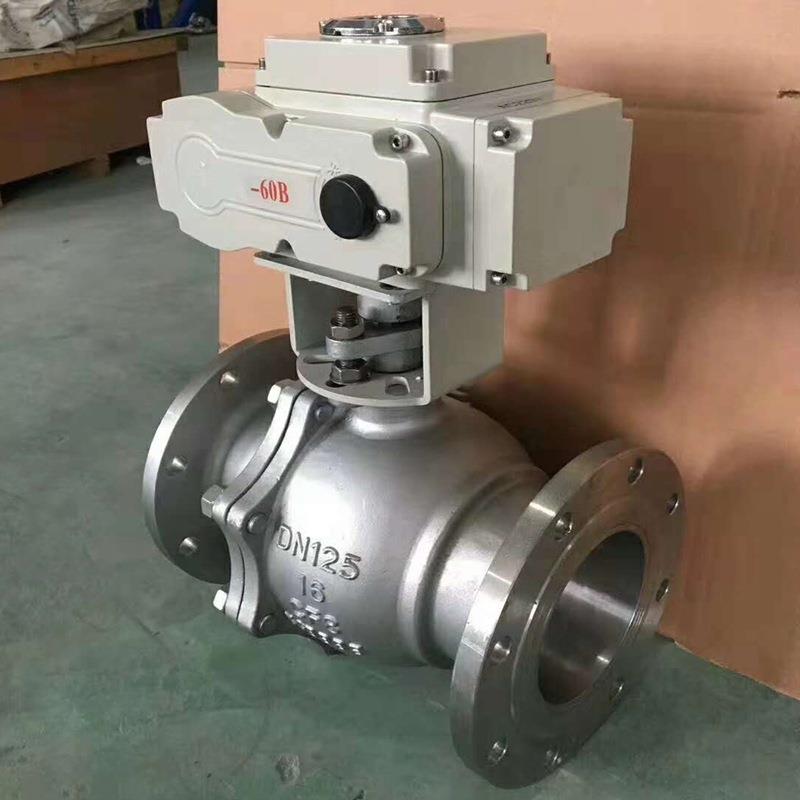 PN40不锈钢电动阀150MM法兰电动铸钢阀门dn80开关量电动球阀DN100