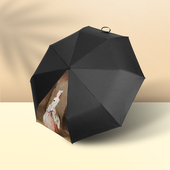 复古自动折叠雨伞女晴雨两用遮阳伞黑胶防紫外线太阳伞文艺