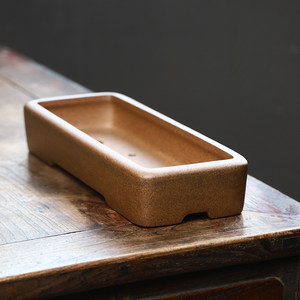 唯珍高档柴烧紫砂花盆长方形盆栽盆景假山造景室内简约桌面古典盆