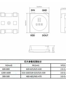 高亮LI5050ED灯珠5050RGB内置C12V4脚单单控可编程幻灯带点彩5050灯珠