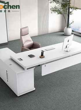 白色老板办公桌简约现代总裁桌经理桌主管桌单人办公桌办公室家具