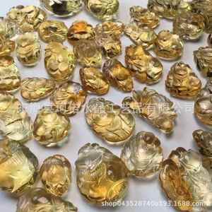 工厂直销高品质黄水晶狐狸吊坠雕刻件用于装饰