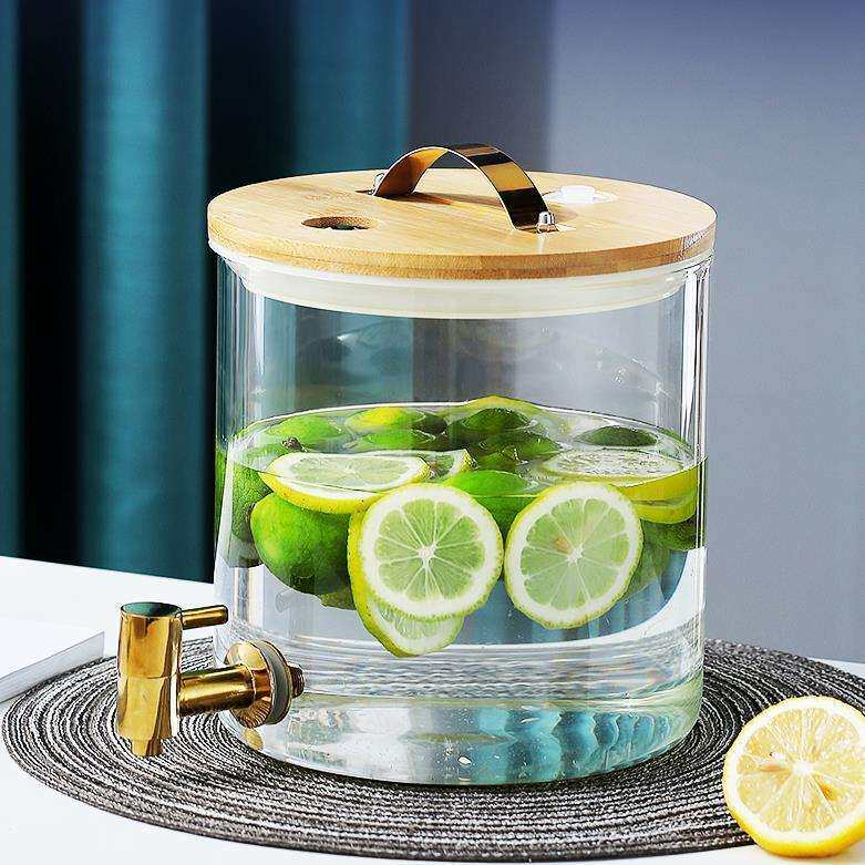 玻璃果汁罐饮料桶带龙头商用柠檬水果汁桶大容量密封酵素桶果汁鼎