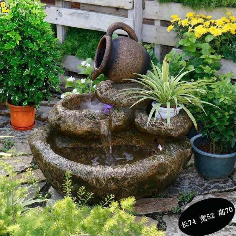 花园假流水喷泉EML水山装饰摆件造景循环户外鱼室内自动池阳台景
