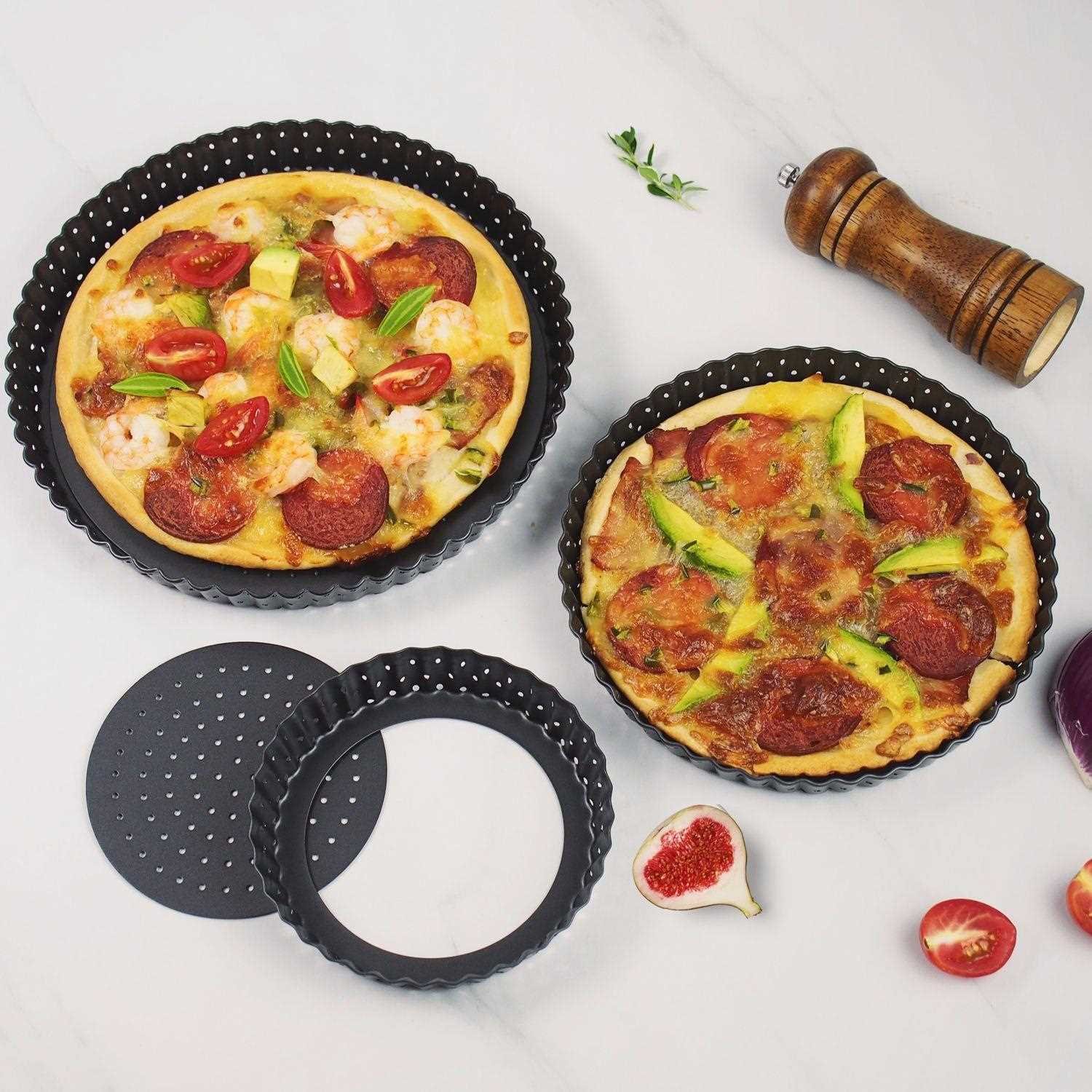 新款打孔披萨盘碳钢加厚不沾活底Pizza盘皮脆烘焙模具烤盘