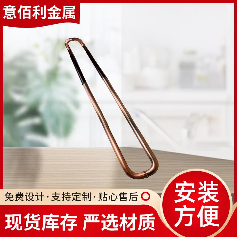 仿古铜大门拉手中式大把手无框有框门门玻璃门钢木双弯拉手