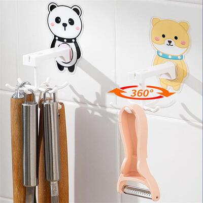 Cartoon Rotatable Hook No-Drill Wall-Mounted Kitchen Pot and