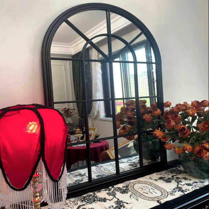 法式铁艺子玄装关客厅005墙面镜壁饰挂艺镜术餐厅餐边假窗壁炉镜