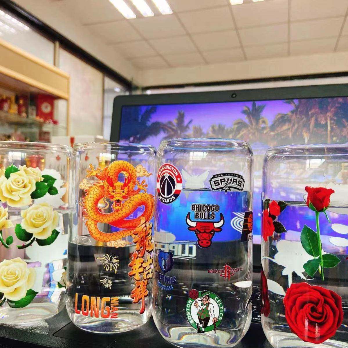 透明玻璃杯塑料奶茶杯3d彩印机可乐杯水杯高速圆柱打印机工厂厂家