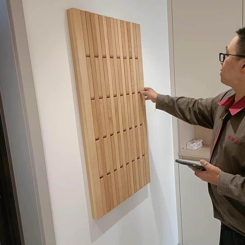 入户门后挂衣架壁挂榉木钢琴键衣帽架实木挂衣板超薄玄关柜置物架