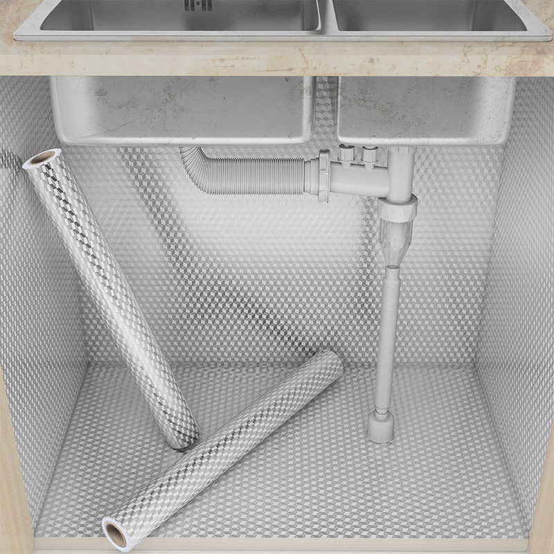 厨房防油贴纸橱柜内防水铺纸防潮防霉翻新垫纸锡箔纸加厚雯沃