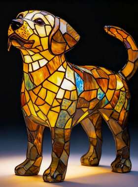 跨境狗系列树脂摆件 LED小夜灯艺术动物雕像创意家居新款桌面摆件