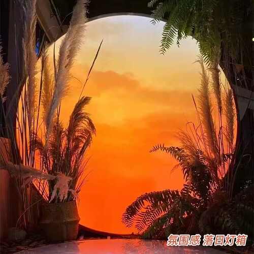 灯箱新款拍照露营婚礼红网圆形打卡软膜氛围灯夕阳余晖广告牌落日