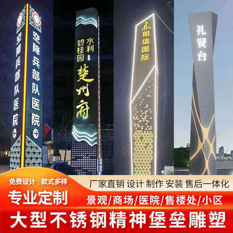 高品质不锈钢烤漆双面发光指路牌户外公园指示牌停车场标识牌