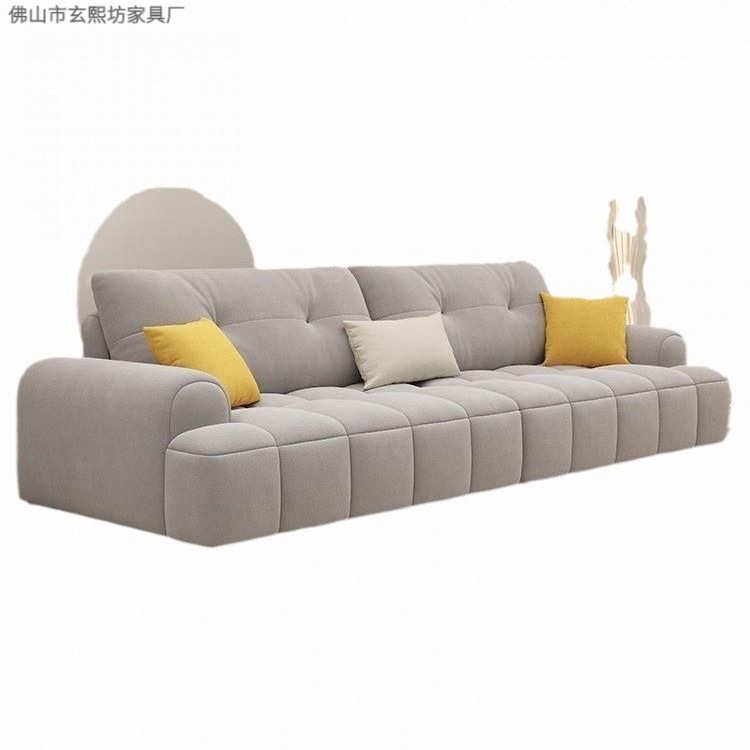 【源头工厂】奶油风沙发客厅直排泡芙现代简约免洗猫爪皮绒布沙发