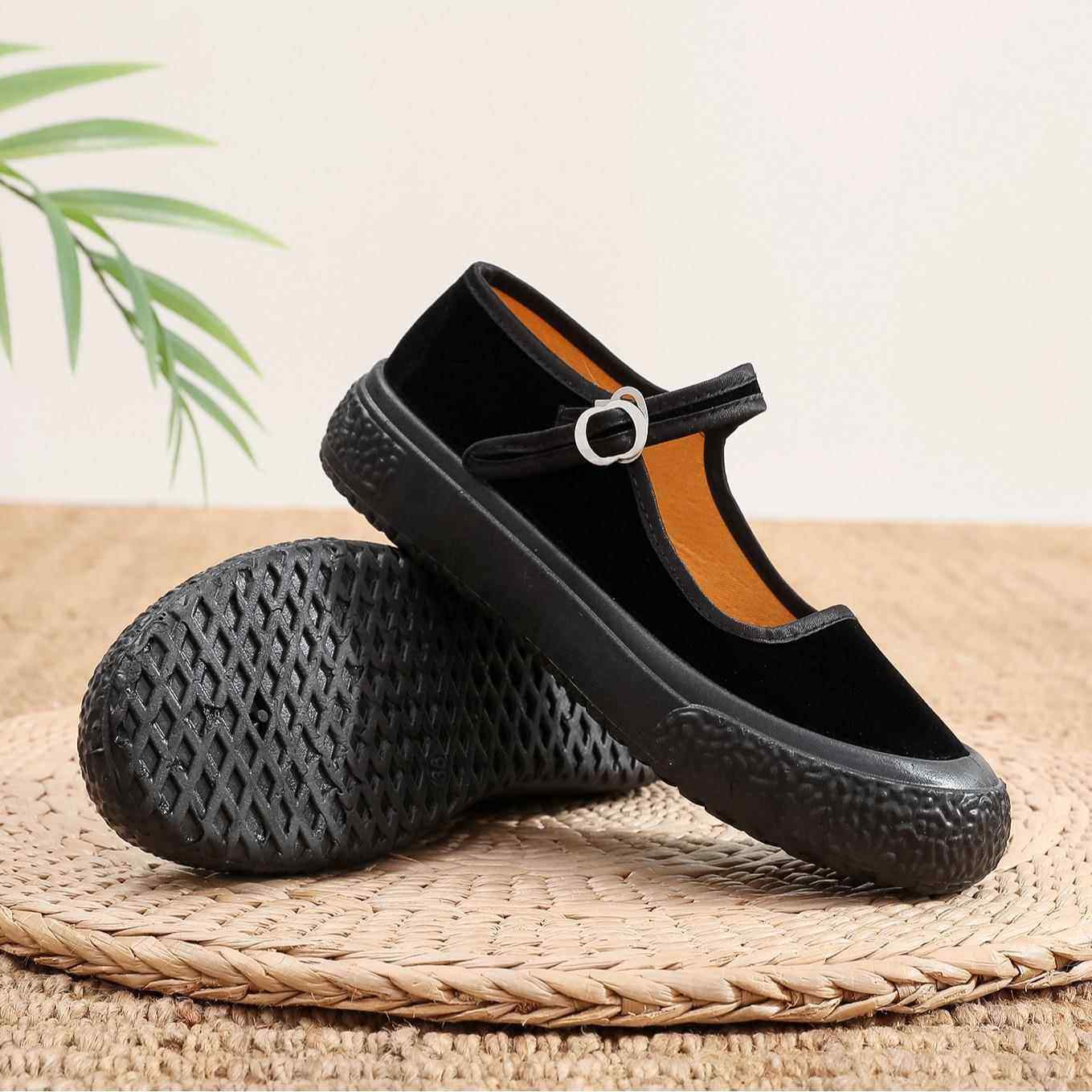 2026冬季新款厚底女鞋老北京布鞋黑色平底酒店工作鞋女中老年布鞋,女鞋,帆布鞋,淘宝优惠券,粉丝福利购,淘宝优惠卷