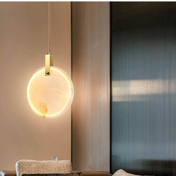 现代简约仿云石吊灯北欧床头卧室客厅吧台餐厅轻奢新中式创意吊灯