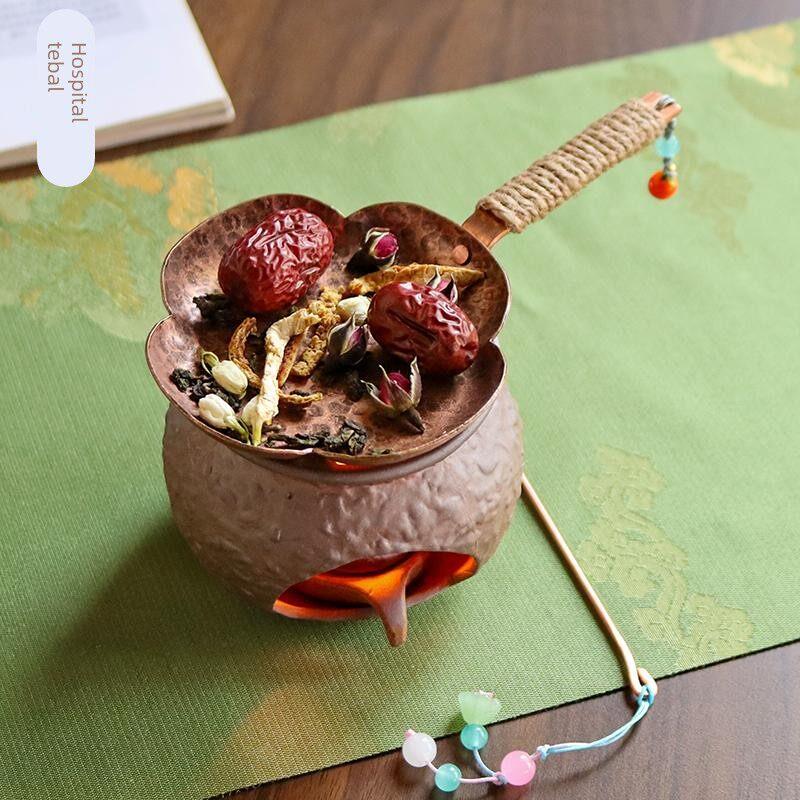 厚院【官念】岩泥粗陶烤茶炉蜡烛温煮茶紫铜提香器雪松咖啡香薰炉